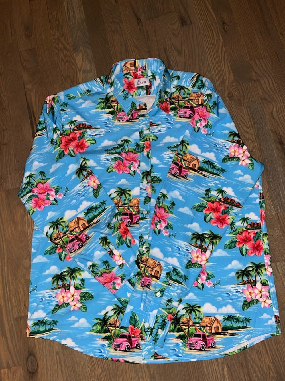 Blue Tropical Floral Hawaiian Button-Up Shirt